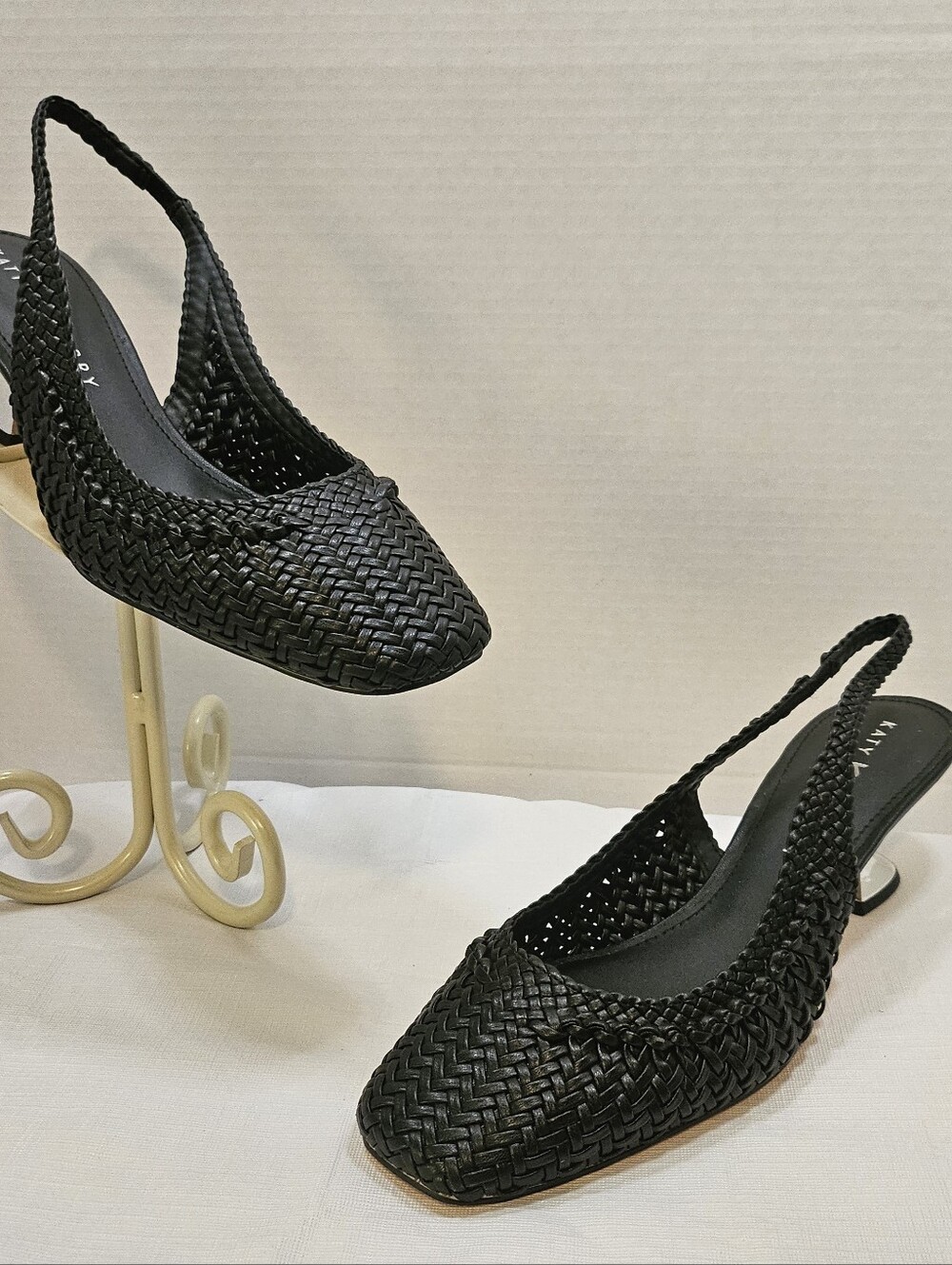 Katy Perry Black Woven Slingback Flats - Women's Stylish Slip-On